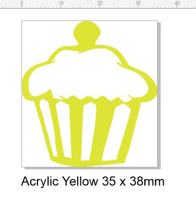 Cupcake acrylic yellow 35 x 38mm pack of 4